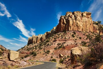 Fototapeta premium Red Rock Formations Along Burr Trail Road in Long Canyon in Grand Staircase-Escalante National Monument in Utah.