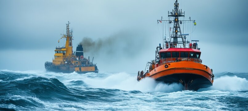 Rescue ship. Generative AI technology.	
