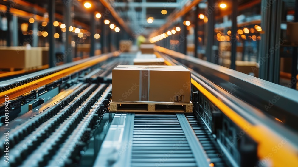 Poster automated sorting system in a warehouse handling packages with precision and speed
