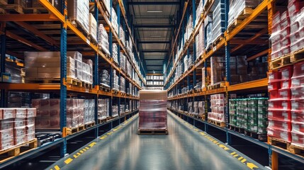 Fototapeta premium Automated warehouse system efficiently handling goods with minimal human intervention