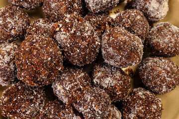 Traditional sweet treat Narkel Naru Coconut ladoo laddu with Jaggery