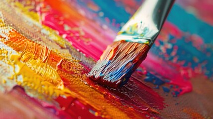 Fototapeta premium Vivid Brushstroke on Colorful Canvas