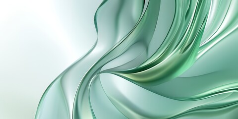 Obraz premium Abstract green and white design, fluid lines create a dynamic composition.