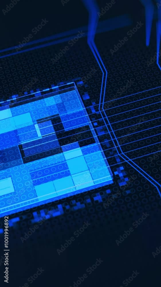 Poster processors cpu concept. animation. motherboard digital chip. abstract animation of computer central 