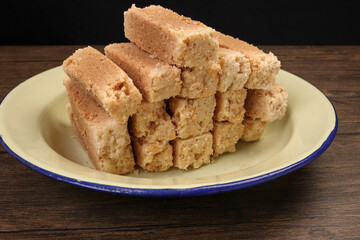 Traditional Indian Milk Cake Alwar Ka Mawa dry flaky biscuit like sweet treat