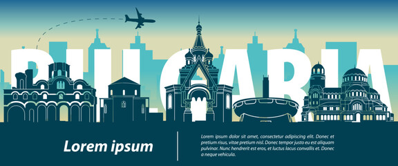 Bulgaria famous landmark silhouette style,vector illustration
