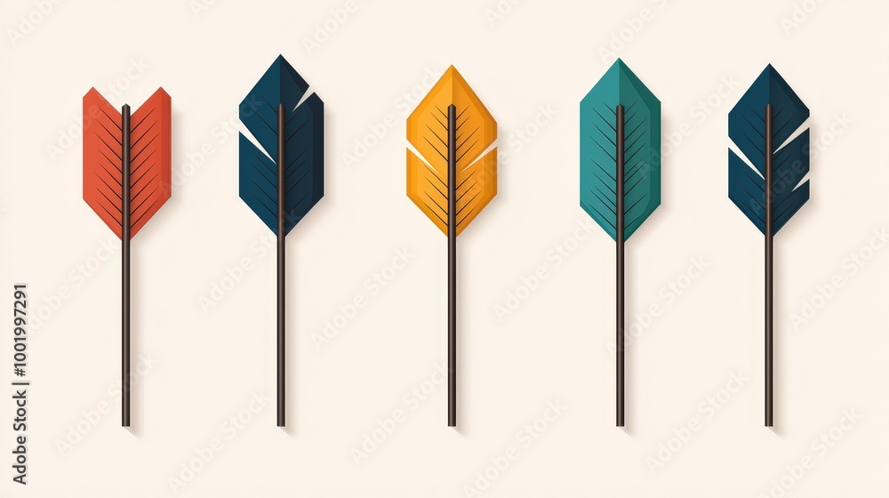 Poster colorful arrow icons set modern design web graphics ui elements