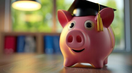Obraz premium Graduating Savings with a Piggy Bank Symbol