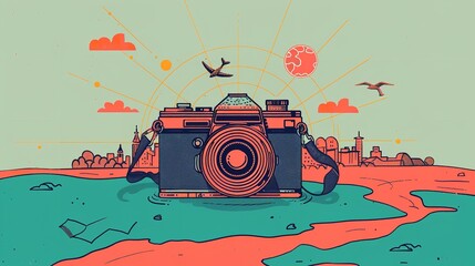 Fototapeta premium World Photography Day vector banner. Social media post