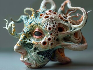 Surreal 3D Render of a Bizarre Alien Creature