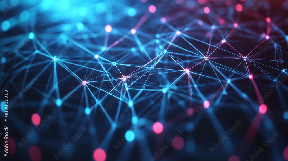 Aufkleber digital nodes and connections forming a futuristic pattern, illustrating the complexity of modern te