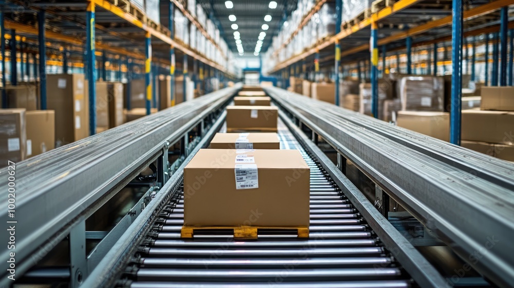 Poster efficient warehouse operations with automated sorting and streamlined logistics processes