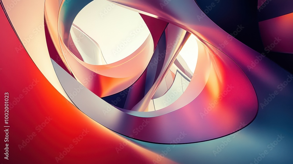 Aufkleber bold abstract architectural forms with smooth, bright gradient colors, creating a unique and innovat