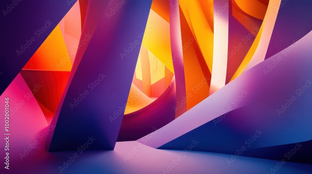 Aufkleber bold abstract architectural forms with smooth, bright gradient colors, creating a unique and innovat