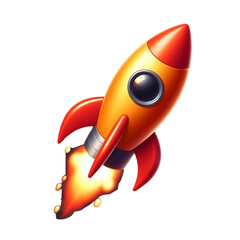 Dynamic Cartoon Rocket with Transparent Background