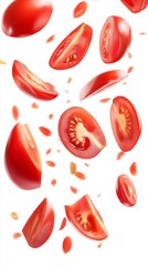 Juicy tomato slices flying midair Generative AI