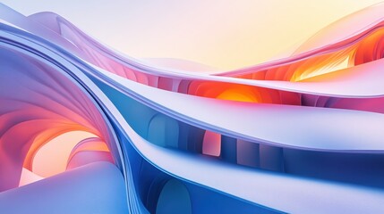 Bright and elegant architecture with flowing, multi-colored gradients, creating a harmonious and innovative visual.