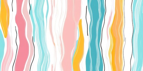 Abstract background with wavy lines in pink, blue, yellow and white.