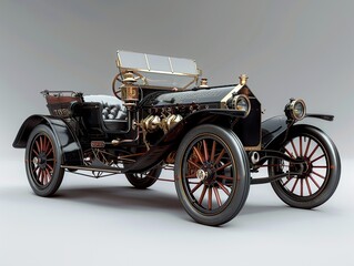 Vintage Black Car with Gold Accents - Classic Automobile