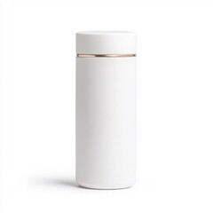 Minimalistic white thermos with a sleek design, ideal for keeping drinks hot or cold. Perfect for travel and everyday use.