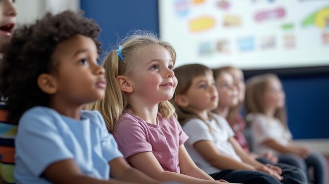 Engaged British Kids Learning from Educational Videos in Classroom Setting