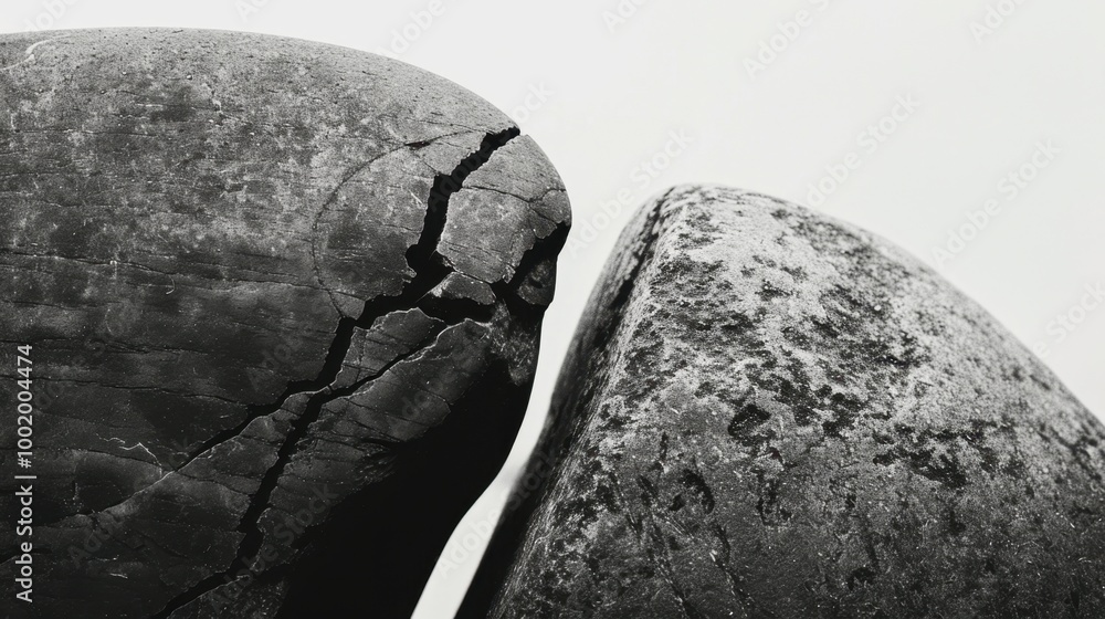 Aufkleber rocks with unique textures and patterns in black and white