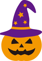 할로윈 마녀모자를 쓴 호박등불