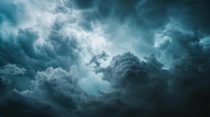 Dramatic Dark Clouds with Light Breakthrough in Sky