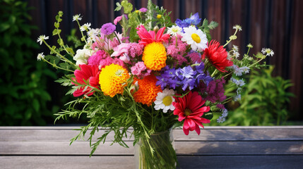 色彩鲜艳的夏季花束