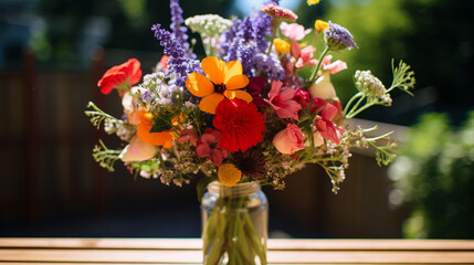 色彩鲜艳的夏季花束