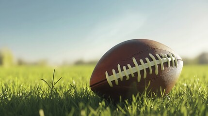 Football on Green Grass Field in Natural Light