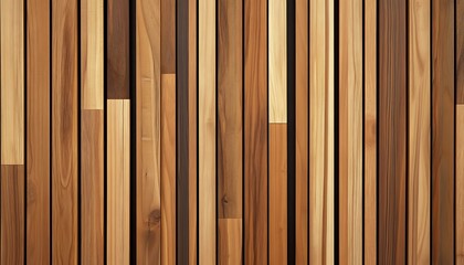 Fototapeta premium Wooden wall made of vertical panels. Line slats made of wood for a modern interior. Timber planks for cladding facades or fences. Material for cladding in construction. 