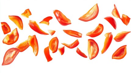 Red Bell Pepper Slices Floating in Mid-Air Generative AI