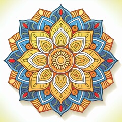 Mandala art design also called rangoli, decorative elements on white background