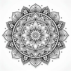 Mandala art design also called rangoli, decorative elements on white background