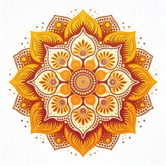 Naklejka premium Mandala art design also called rangoli, decorative elements on white background