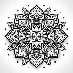 Mandala art design also called rangoli, decorative elements on white background