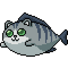 pixel art of fat cat fish