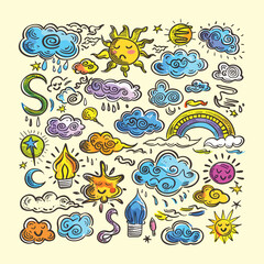 Obraz premium Cloud Doodle Vector Design