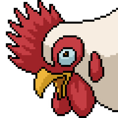 pixel art of chicken head looking