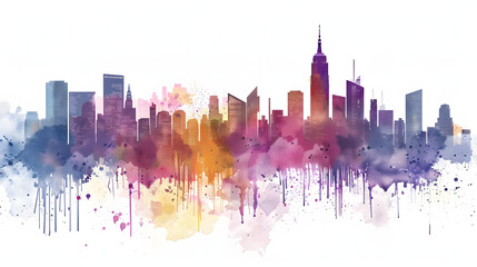 Obraz premium Building Skyline Frame Background watercolor