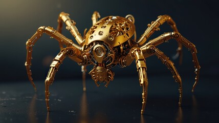 Fototapeta premium Golden Mechanical Spider