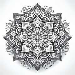 Mandala art design also called rangoli, decorative elements on white background