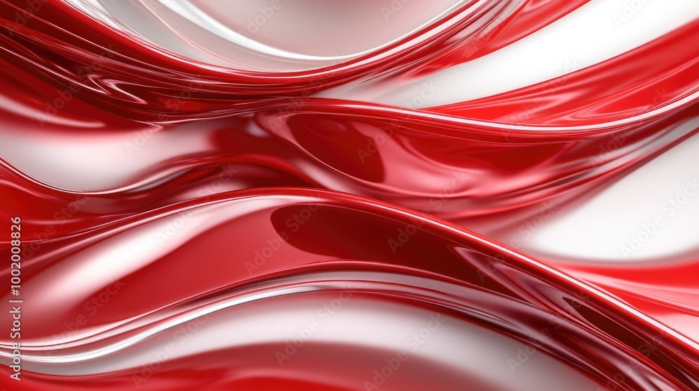Poster smooth red waves with glossy texture for backgrounds