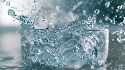 Clear Water Splash in Glass Bowl with Ripple Effects