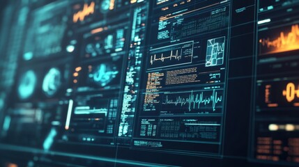 Fototapeta premium Digital medical record concept with a sleek, high-tech interface, representing advanced healthcare technology.