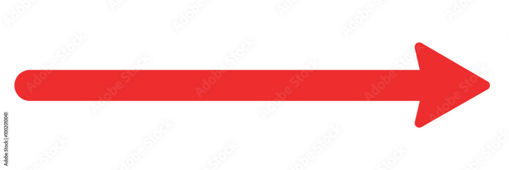 Poster long arrow vector icon. red long arrow vector, icon. long red arrow icon backward pointing. red arro
