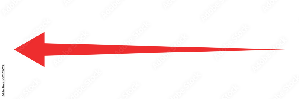 Poster long arrow vector icon. red long arrow vector, icon. long red arrow icon backward pointing. vector i