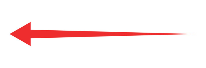 Obraz premium Long arrow vector icon. Red Long arrow vector, icon. Long red arrow icon backward pointing. Vector illustrator.