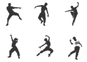 Dynamic Hip-Hop Dance Poses Silhouettes